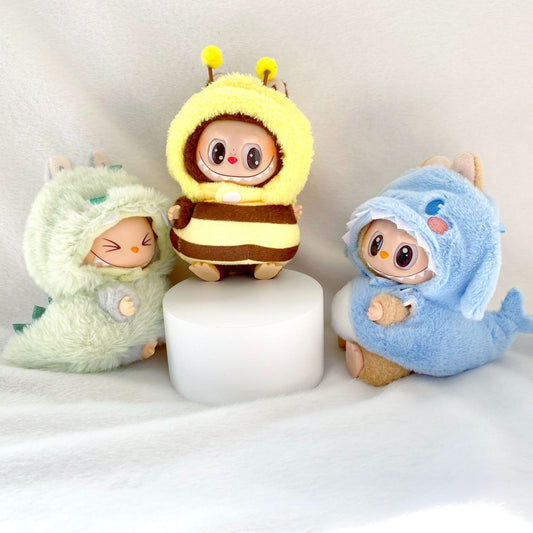 First, Second and Third Generation Labubu Pendant Baby Clothes Transformed into Dinosaur Suits, Shark Bee Clothes, Replacement Clothes